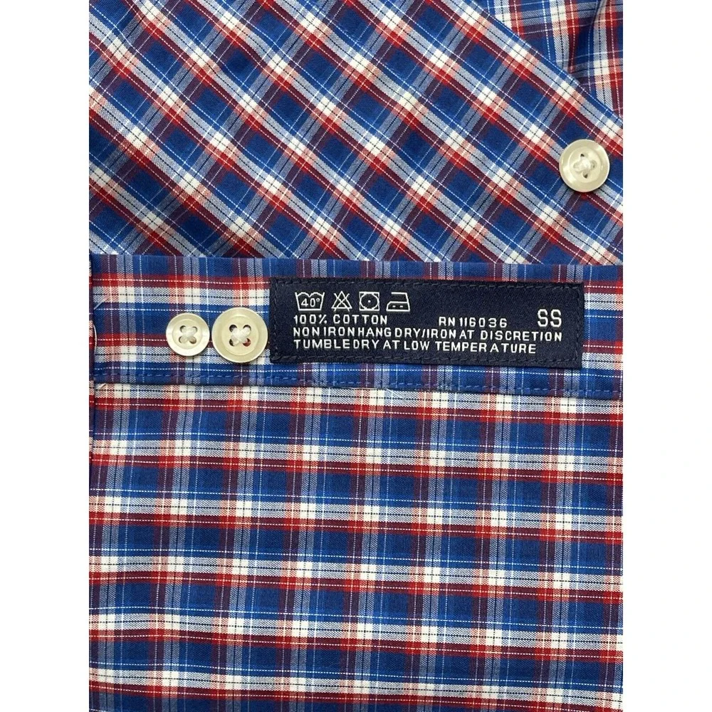 Charles Tyrwhitt Mens L Blue Plaid Weekend‎ Non-Iron Classic Fit Shirt - Picture 11 of 12